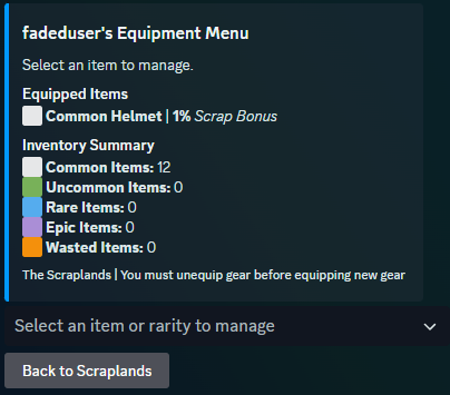 Equipment Screenshot